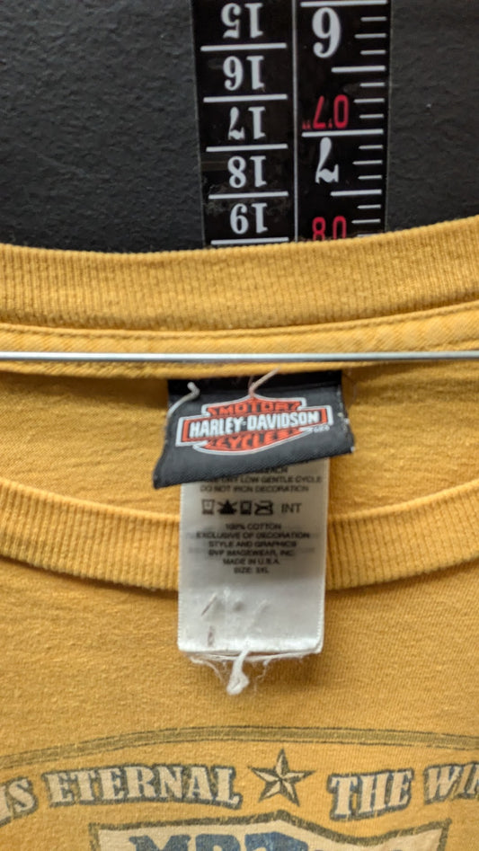 Vintage Harley-Davidson Long Sleeve Shirt XL Traverse City MI Mustard USA Made