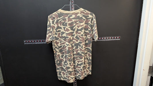 Vintage Camo Pocket T Shirt USA Made Military Hunting Blank Tee Brown Tan Small