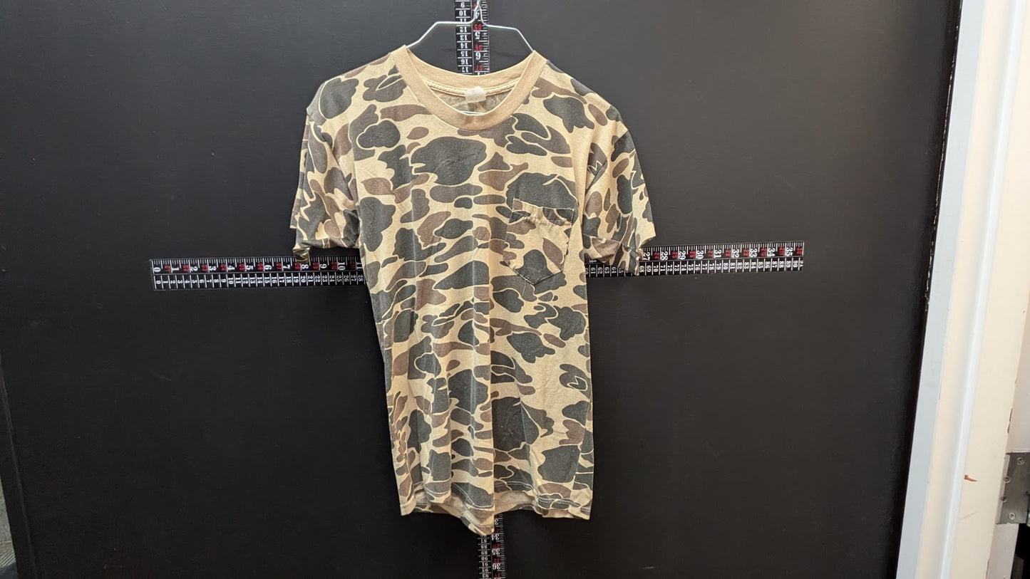 Vintage Duck Camo Pocket T Shirt USA Made Hunting Single Stitch Medium 5050