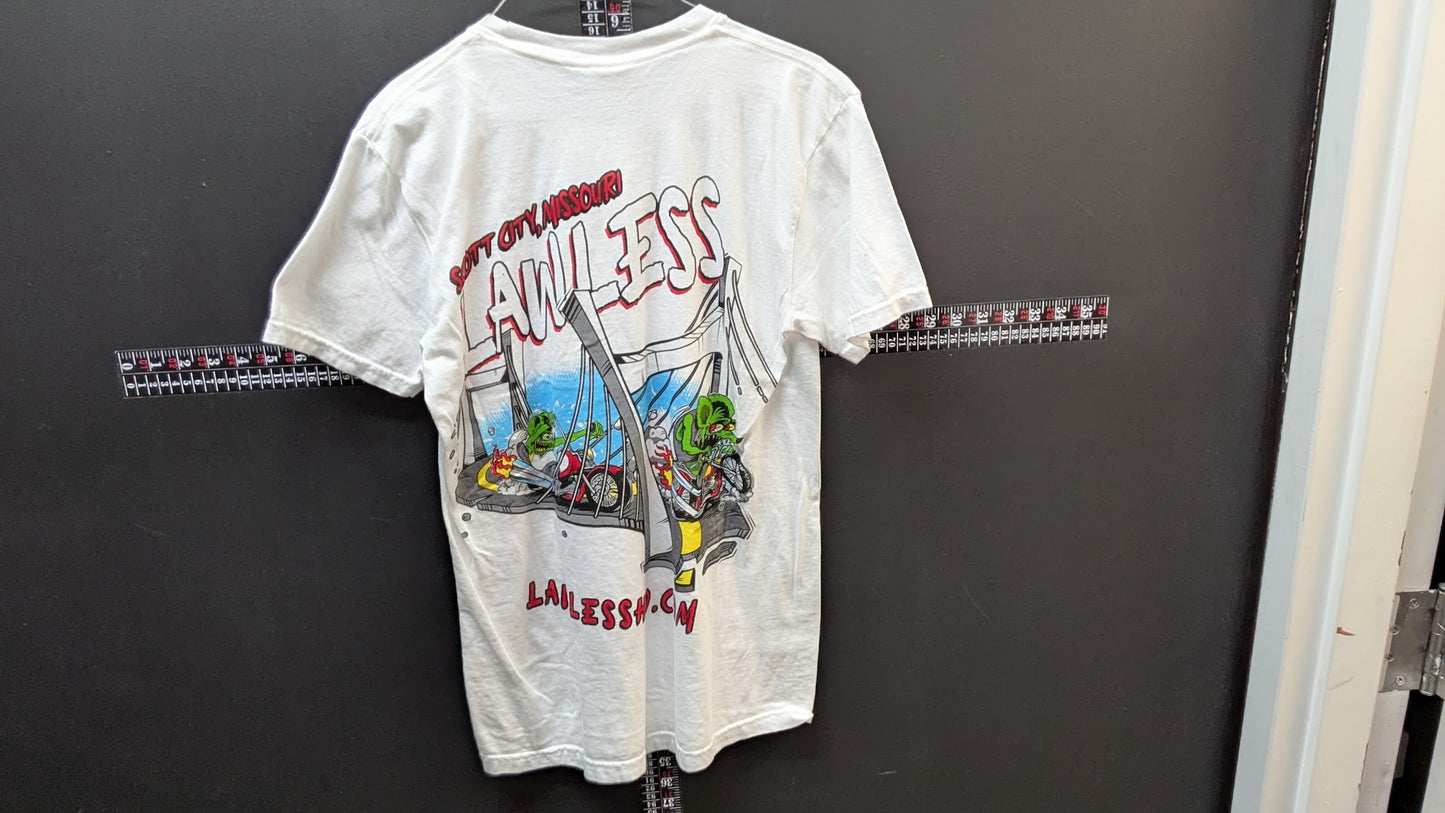 Harley Davidson Lawless Missouri Rat Fink T Shirt Small Comfort Colors White