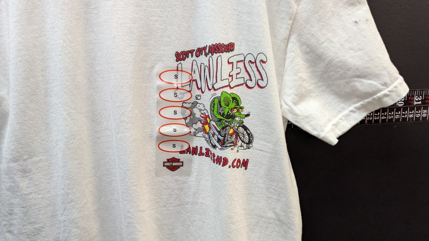 Harley Davidson Lawless Missouri Rat Fink T Shirt Small Comfort Colors White