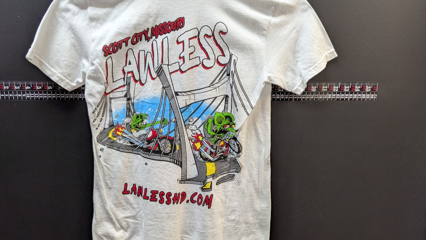 Harley Davidson Lawless Missouri Rat Fink T Shirt Small Comfort Colors White
