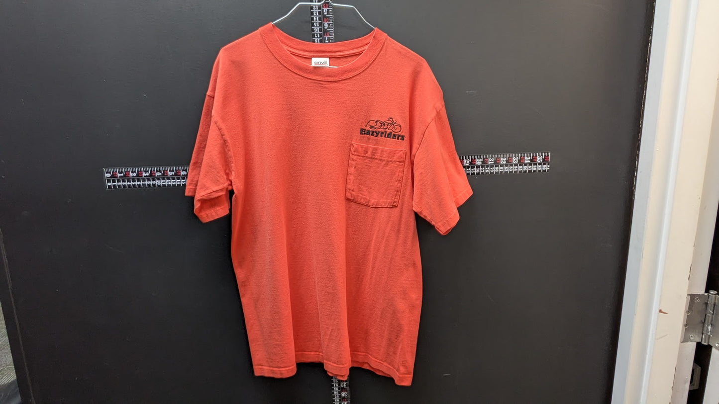 Vintage Easyriders Americycle Ohio Pocket T Shirt Large Orange Biker Motorcycle