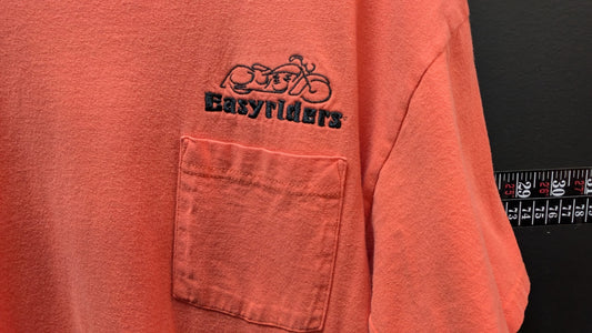 Vintage Easyriders Americycle Ohio Pocket T Shirt Large Orange Biker Motorcycle