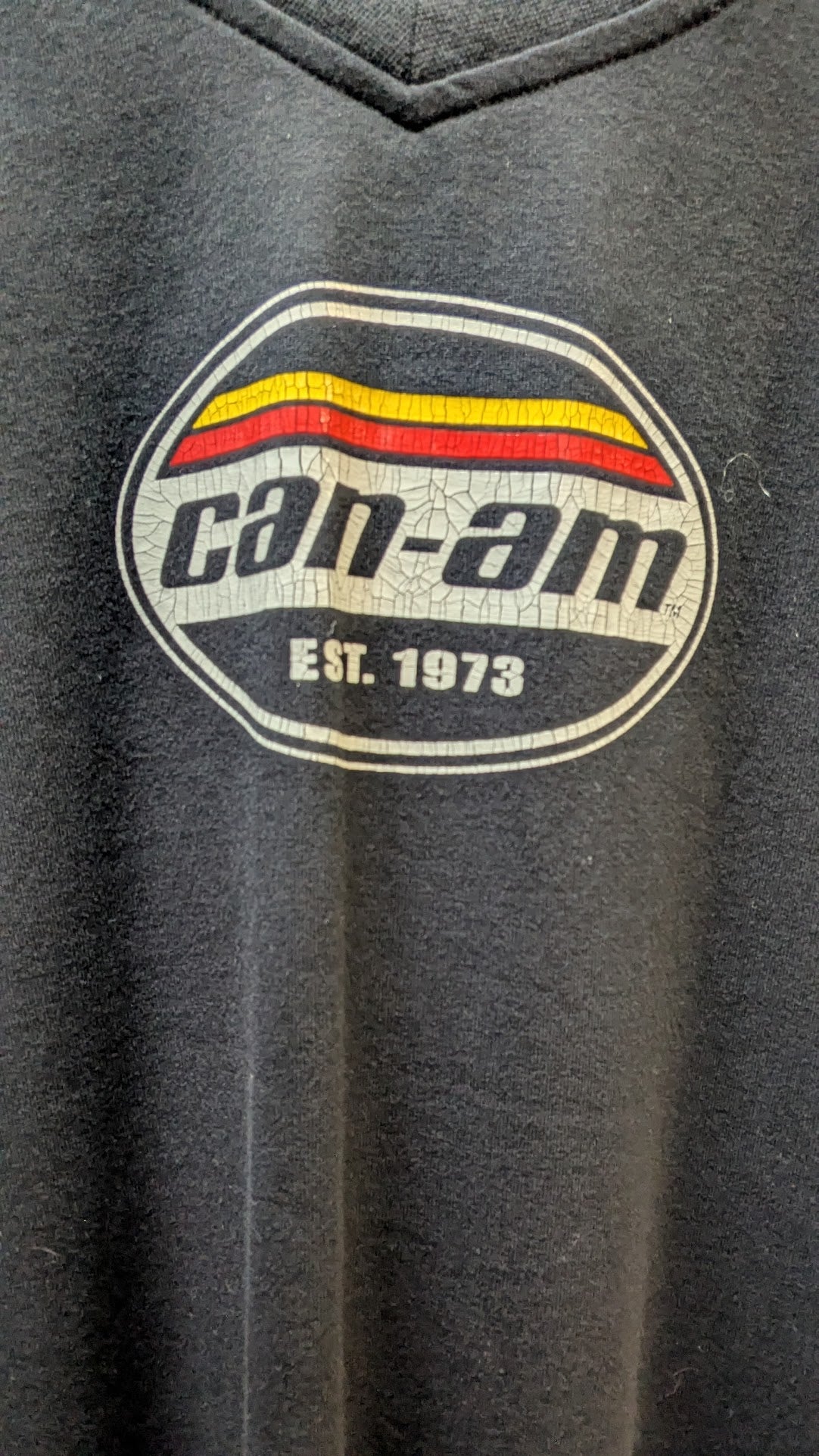 Can-Am BRP Womens V Neck T Shirt Black Logo Graphic Motorcycle Riding Tee