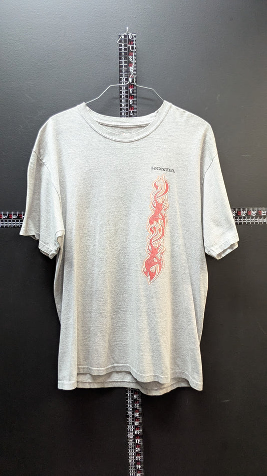 Honda Tribal Flame Graphic T Shirt Gray Motorcycle Biker Tee Mens Medium