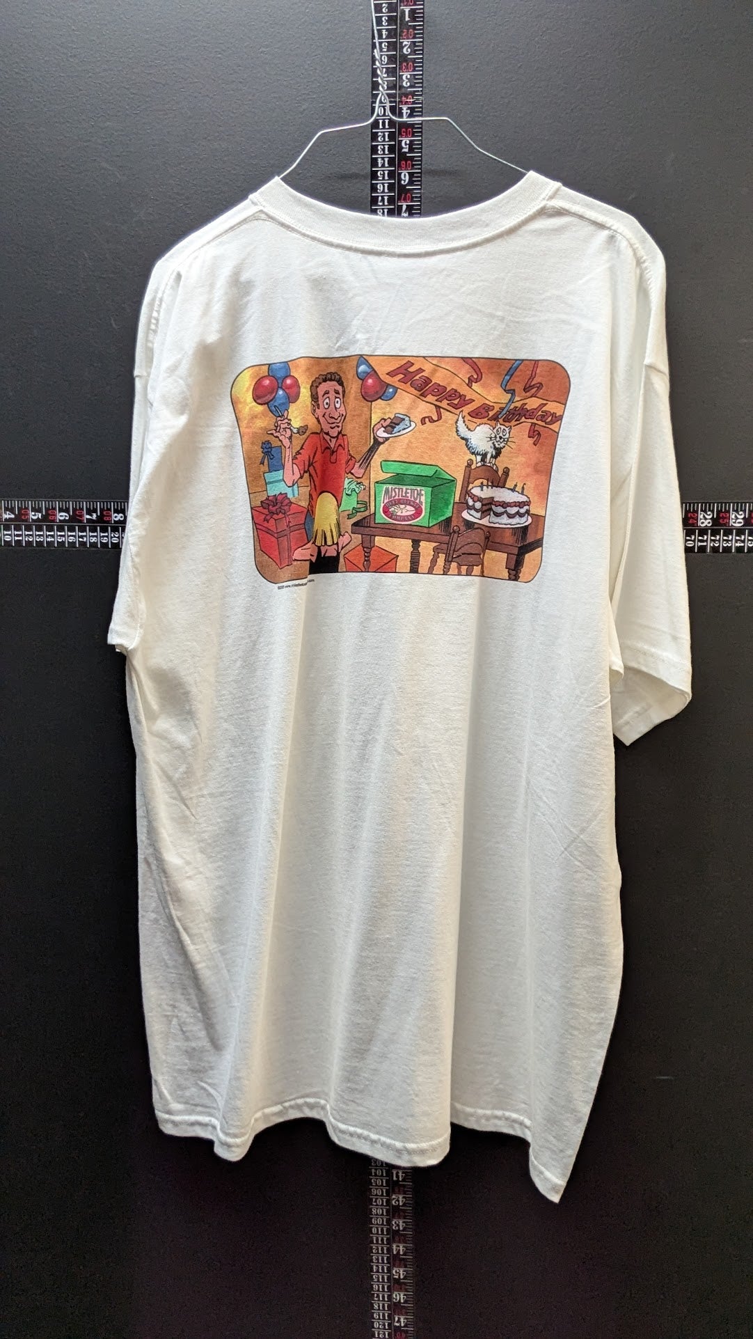 Vintage Mistletoe Belt Buckle Company T Shirt White Graphic Tee Mens XL USA