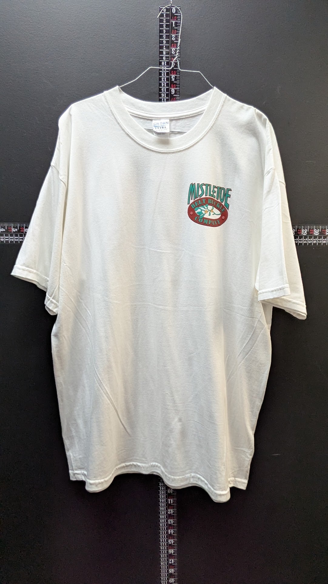 Vintage Mistletoe Belt Buckle Company Graphic T Shirt XL Funny Cartoon Promo Tee