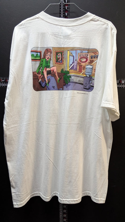Vintage Mistletoe Belt Buckle Company Graphic T Shirt XL Funny Cartoon Promo Tee