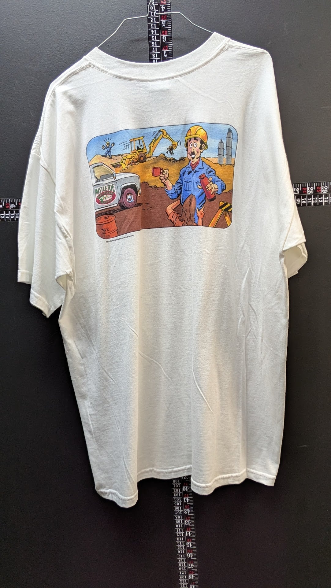 Vintage Mistletoe Belt Buckle Company Construction Graphic T Shirt XL Funny Promo Tee