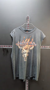 Vintage Harley-Davidson Sleeveless T-Shirt Mens XL Gray Flaming Skull Muscle Tee