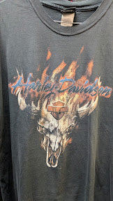Vintage Harley-Davidson Sleeveless T-Shirt Mens XL Gray Flaming Skull Muscle Tee