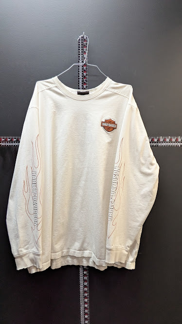 Harley-Davidson Long Sleeve Shirt Mens XL White Bar & Shield Biker Tee