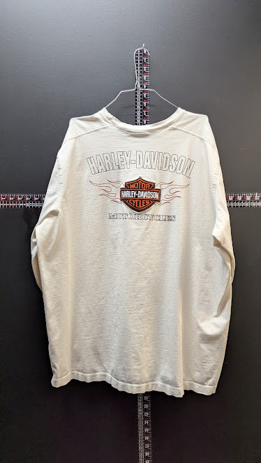 Harley-Davidson Long Sleeve Shirt Mens XL White Bar & Shield Biker Tee