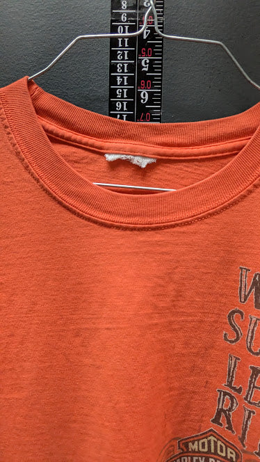 Harley-Davidson Long Sleeve T-Shirt Mens XL Orange Biker Graphic Tee