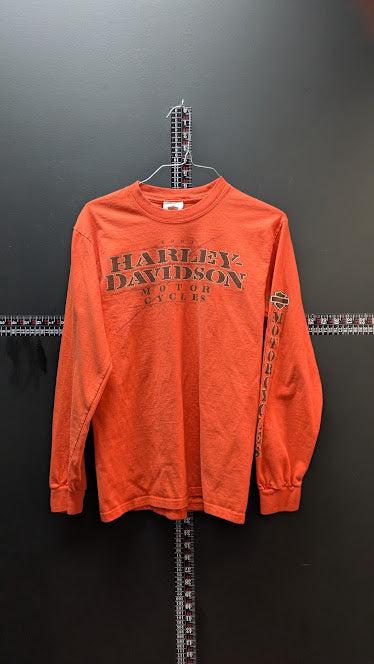 Vintage Harley-Davidson Long Sleeve T-Shirt Mens XL Orange Virginia Biker Tee