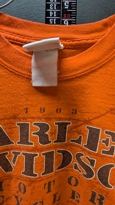 Vintage Harley-Davidson Long Sleeve T-Shirt Mens XL Orange Virginia Biker Tee