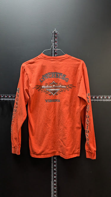 Vintage Harley-Davidson Long Sleeve T-Shirt Mens XL Orange Virginia Biker Tee