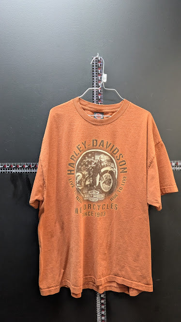 Harley-Davidson Denver Colorado T-Shirt Mens XL Orange Mountain Graphic Tee