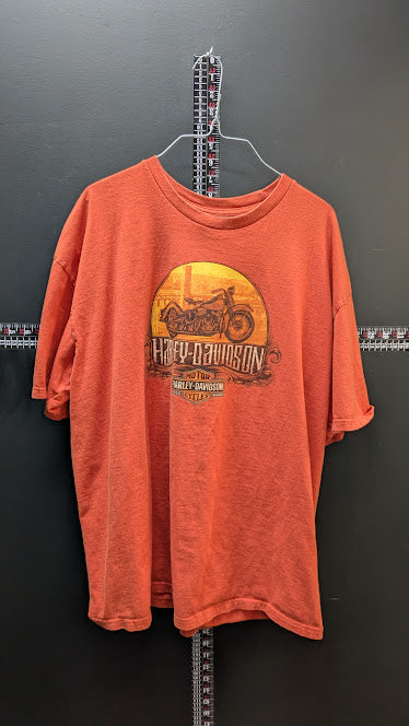 Harley-Davidson T-Shirt Mens 2XL Orange Sunset Motorcycle Graphic Biker Tee