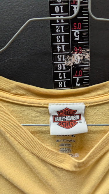 Harley-Davidson Oklahoma City OK T-Shirt Mens 2XLT Yellow Eagle Motorcycle Tee