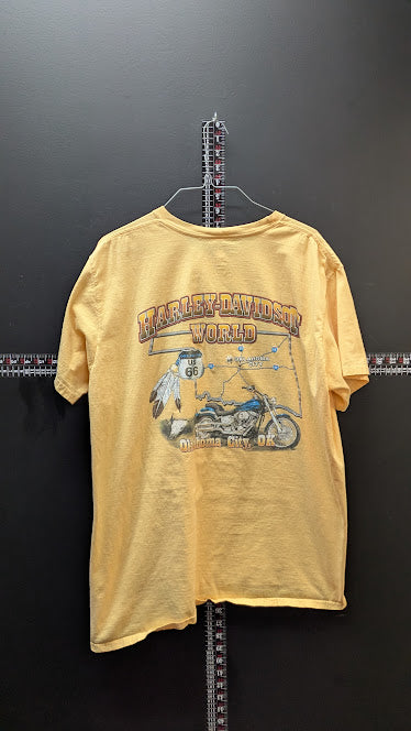 Harley-Davidson Oklahoma City OK T-Shirt Mens 2XLT Yellow Eagle Motorcycle Tee