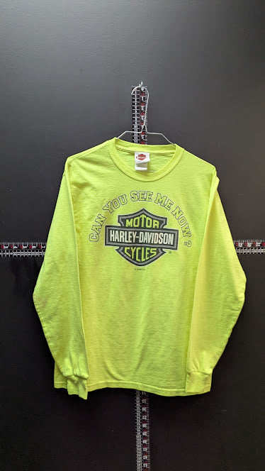 Harley-Davidson Thunder Creek Long Sleeve Shirt Mens Medium Neon Safety Green Tee