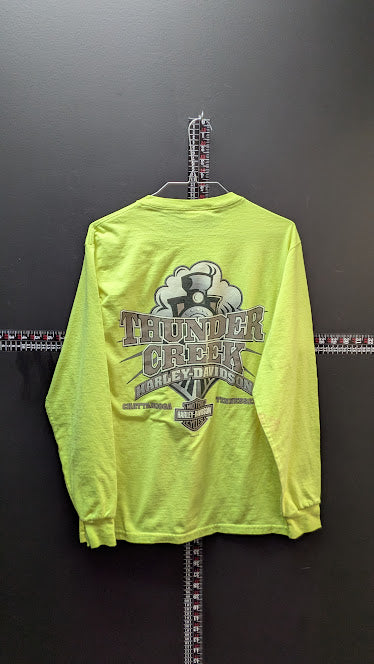 Harley-Davidson Thunder Creek Long Sleeve Shirt Mens Medium Neon Safety Green Tee