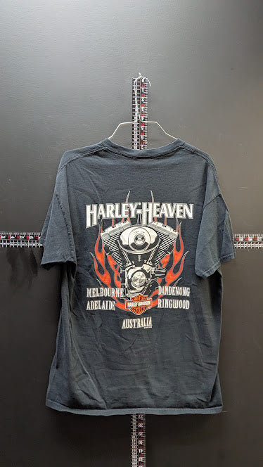 Harley Davidson Australia Harley Heaven Black Graphic T Shirt Mens Large Biker