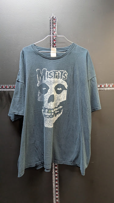 Misfits Skull Graphic Band T Shirt Mens 3XL Faded Punk Horror Rock Tee Black
