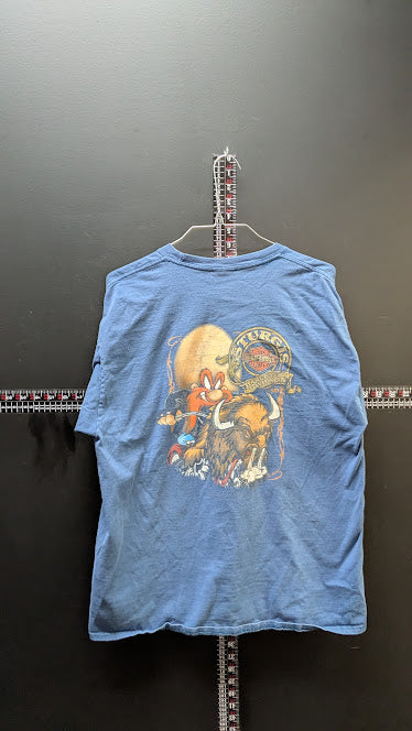 Harley Davidson Sturgis SD Taz Looney Tunes Blue Graphic T Shirt Mens Large