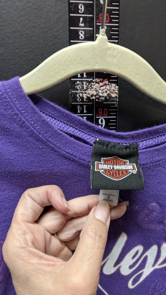 Harley Davidson Girls Purple Long Sleeve Shirt Youth Small (6-6X) Stampede Lubbock