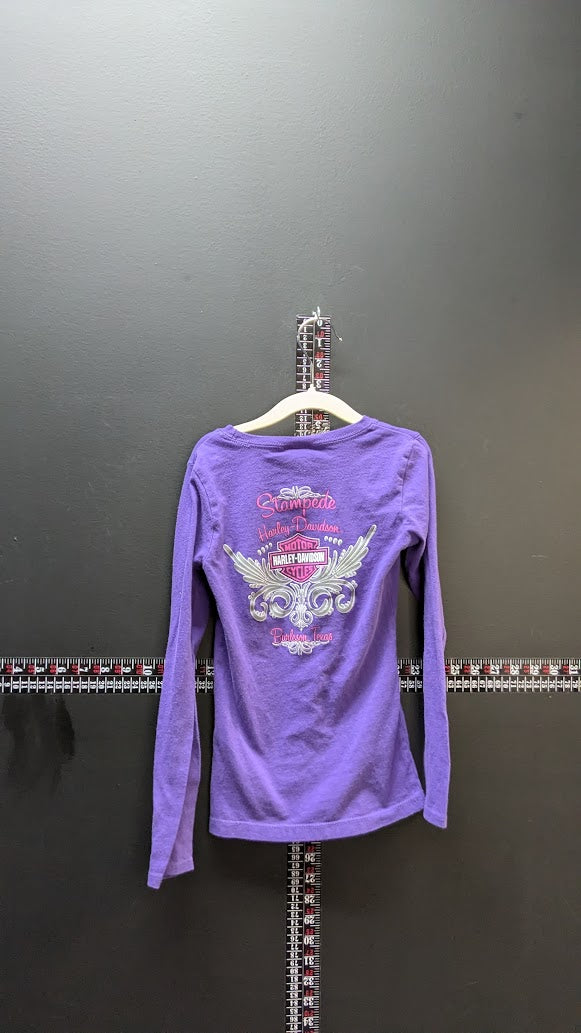 Harley Davidson Girls Purple Long Sleeve Shirt Youth Small (6-6X) Stampede Lubbock