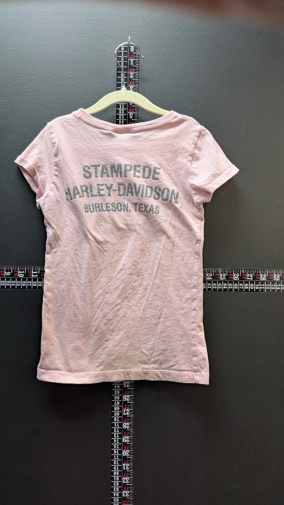 Harley Davidson Girls Pink T Shirt Youth Medium 7/8 Stampede Burleson Texas