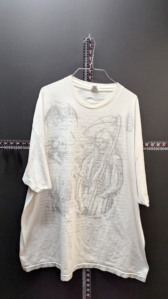 Y2K Grim Reaper Graphic T Shirt Faded Distressed Oversized Streetwear Adult 3XL