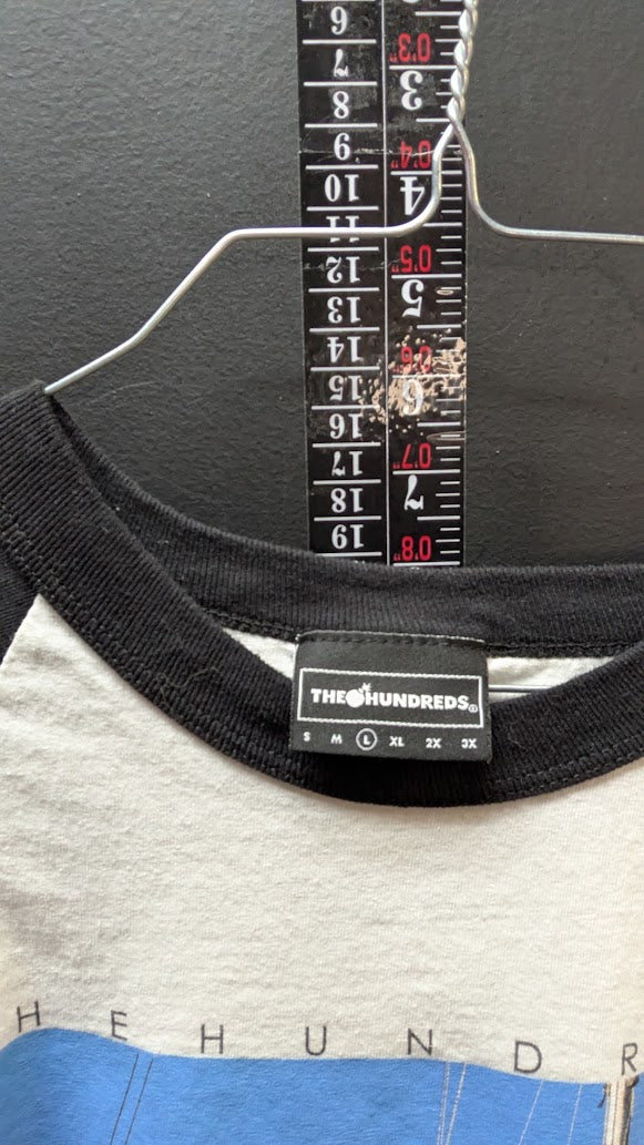 The Hundreds Charlotte McKinney Raglan Shirt 3/4 Sleeve Graphic Tee Size Large