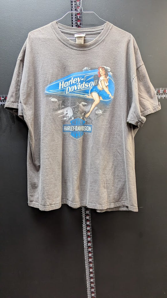 Harley-Davidson Pin Up Girl T-Shirt Gray 2XL Timeless Legend Great Lakes
