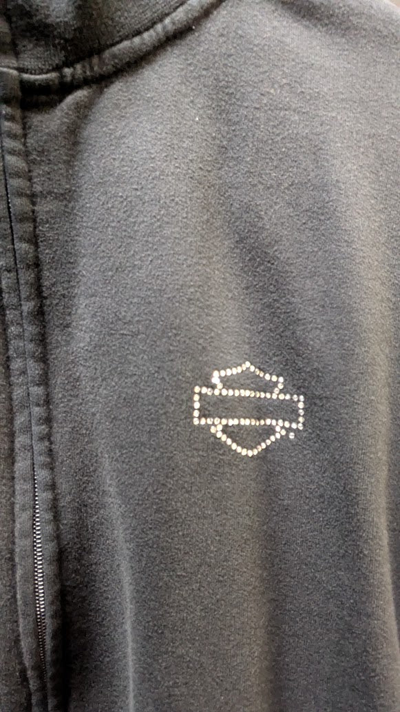 Harley-Davidson Full Zip Sweatshirt Jacket Black Rhinestone Eagle Women’s XL