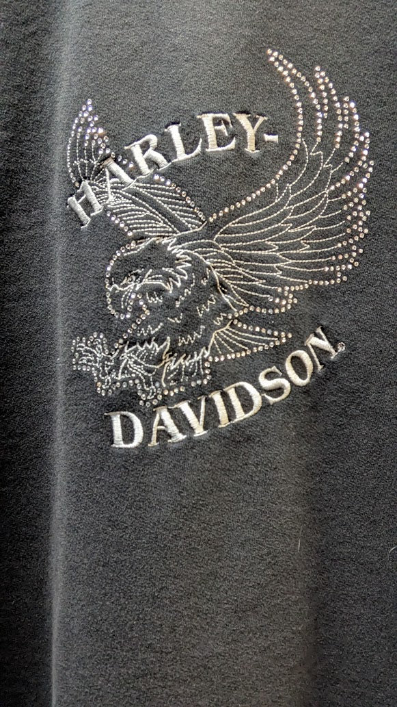 Harley-Davidson Full Zip Sweatshirt Jacket Black Rhinestone Eagle Women’s XL