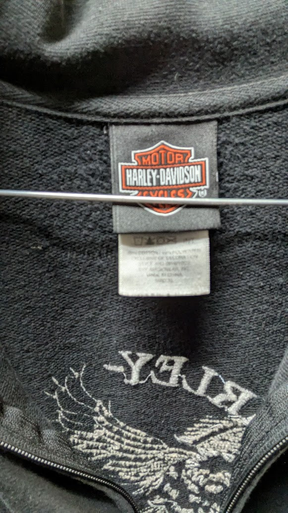 Harley-Davidson Full Zip Sweatshirt Jacket Black Rhinestone Eagle Women’s XL