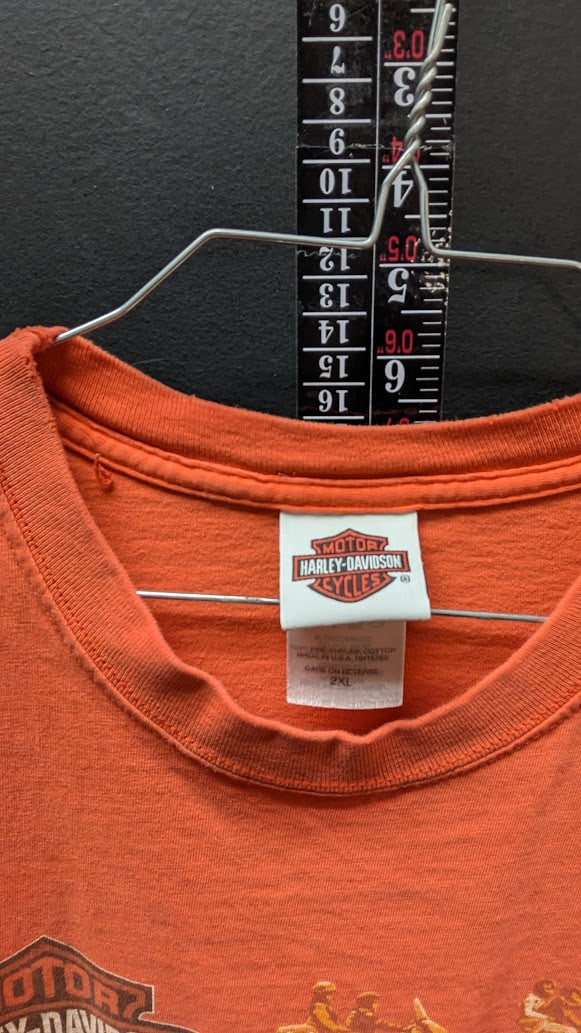 Harley-Davidson Gulf Coast New Port Richey Florida T-Shirt Orange 2XL