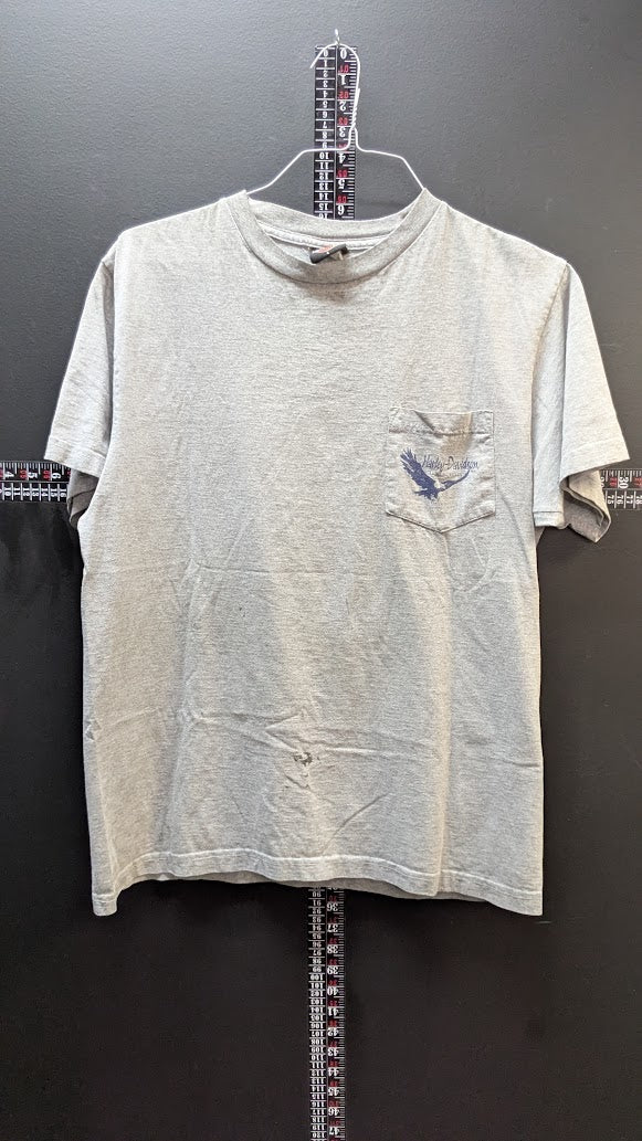 Harley-Davidson Centennial Park Pataskala Ohio Pocket T-Shirt Gray Large