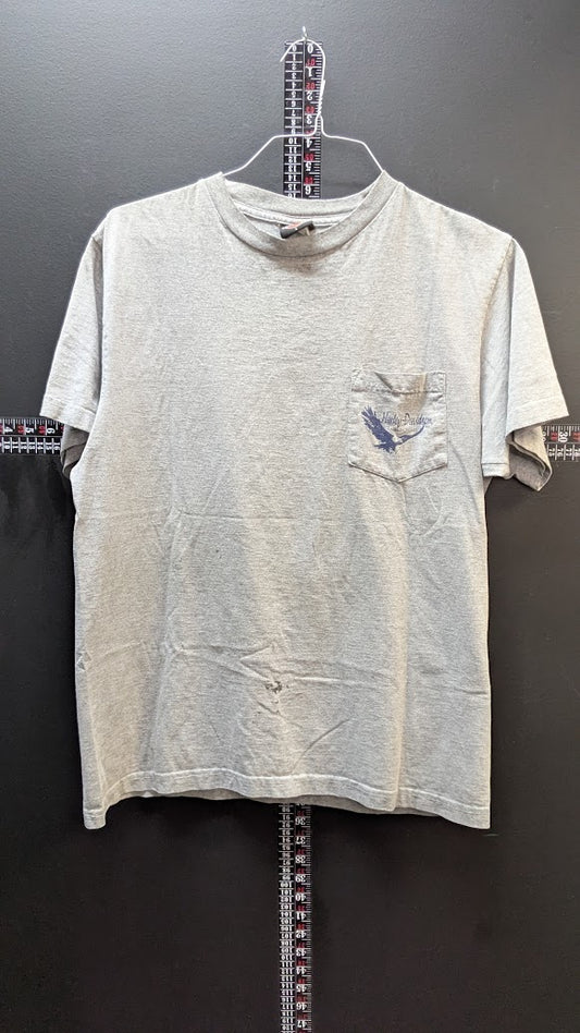 Harley-Davidson Centennial Park Pataskala Ohio Pocket T-Shirt Gray Large