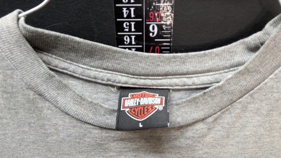 Harley-Davidson Centennial Park Pataskala Ohio Pocket T-Shirt Gray Large