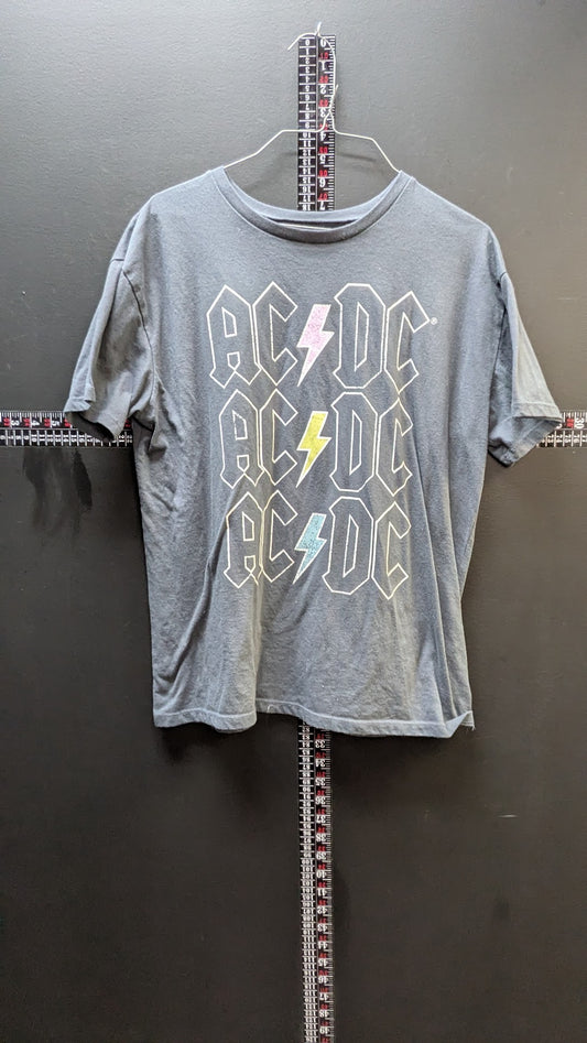 AC/DC Band Tee Shirt Women’s XL Gray Triple Logo Lightning Bolt Graphic Rock Band T-Shirt