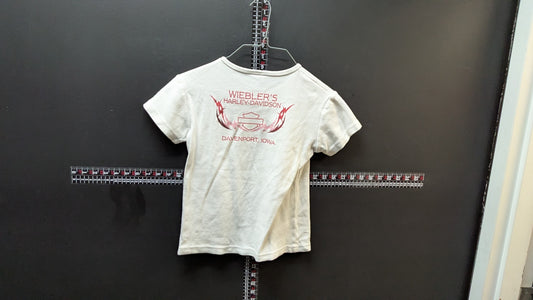 intage 2000 Harley-Davidson Women’s Baby Tee Wiebler’s Davenport Iowa White Size Small