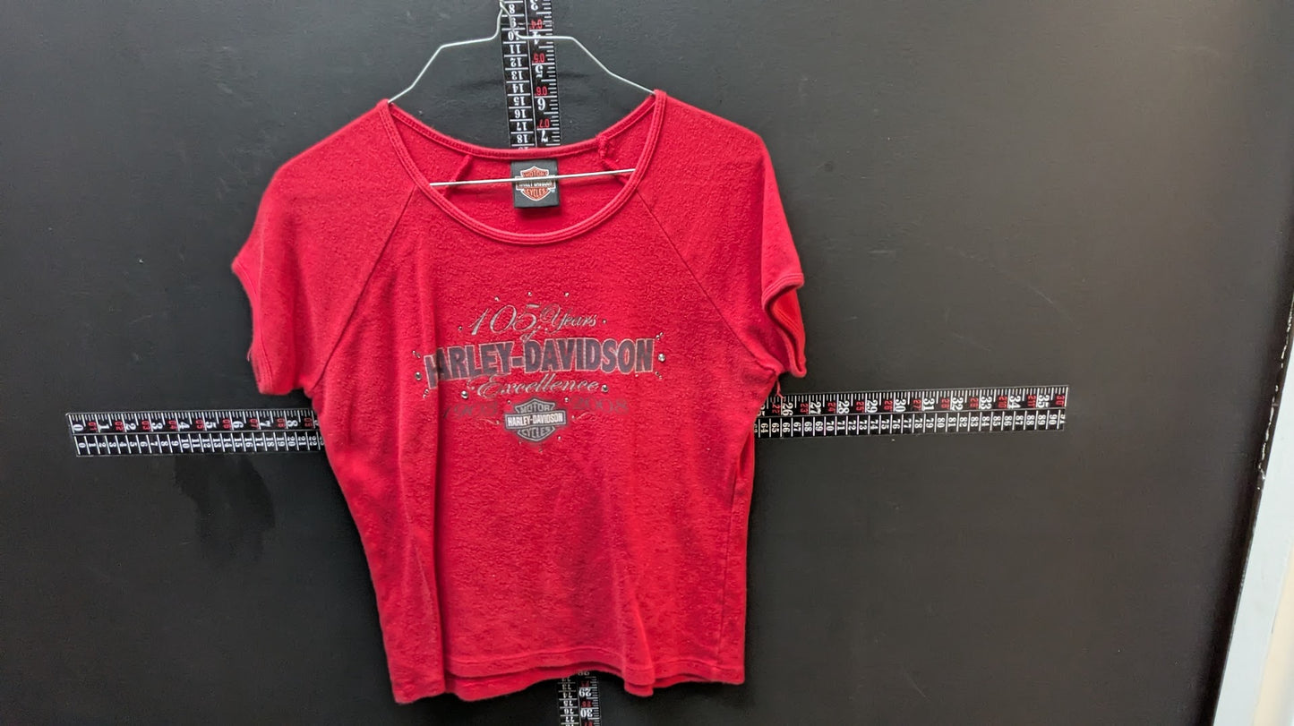 Vintage Harley-Davidson 105th Anniversary Women’s Red Burnout T-Shirt Daytona Beach FL Medium