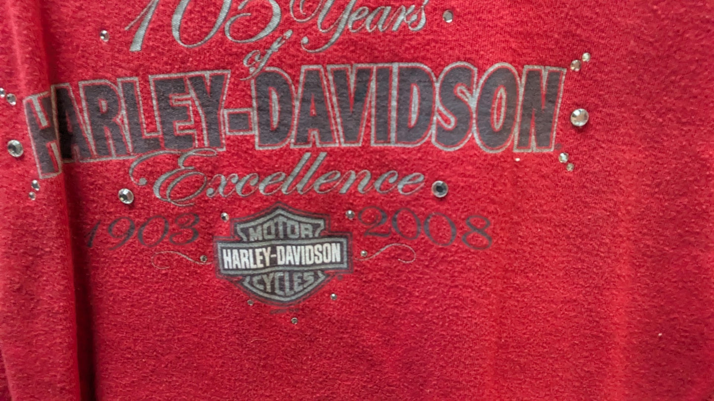 Vintage Harley-Davidson 105th Anniversary Women’s Red Burnout T-Shirt Daytona Beach FL Medium