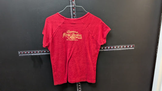 Vintage Harley-Davidson 105th Anniversary Women’s Red Burnout T-Shirt Daytona Beach FL Medium