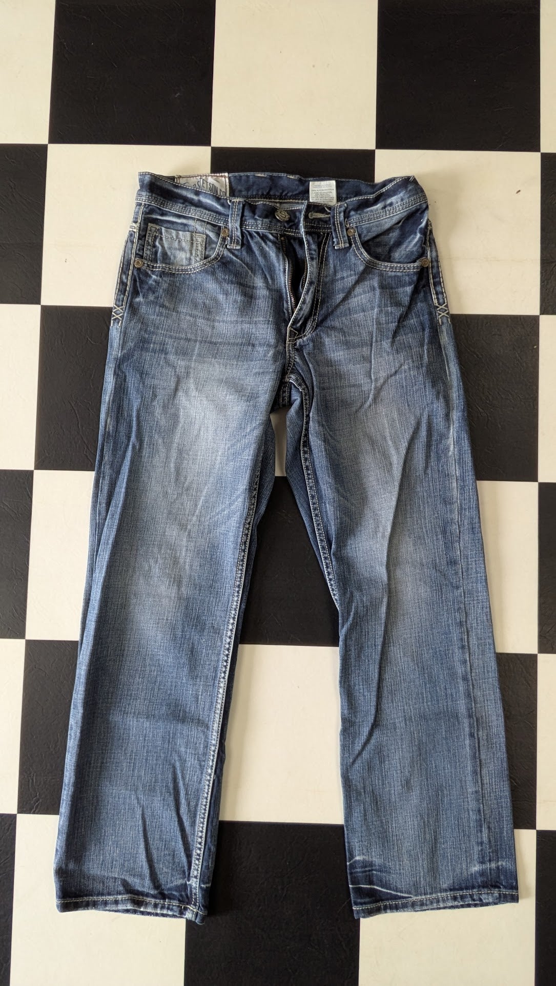 John B Stetson Co Jeans Men’s 30x30 Straight Leg Western Embroidered Pocket Denim